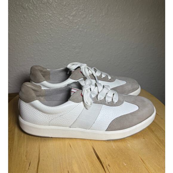 Naturalizer Evin White and Taupe Leather Sneakers size 7.5 - Picture 1 of 10